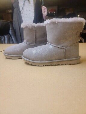 UGG Mini Bailey Bow II Shimmer Boots – Silver Gray